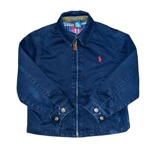 Polo Ralph Lauren Jacket Toddler Harrington Navy Blue Plaid Lined Full Zip 4T